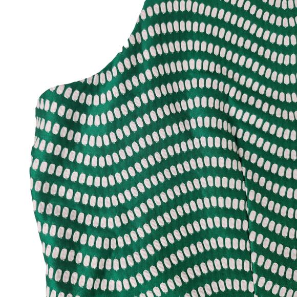 Green White Dress Womens 18 XL Geometric Fit Flare Flowy Sleeveless Polka Dot - Picture 6 of 13